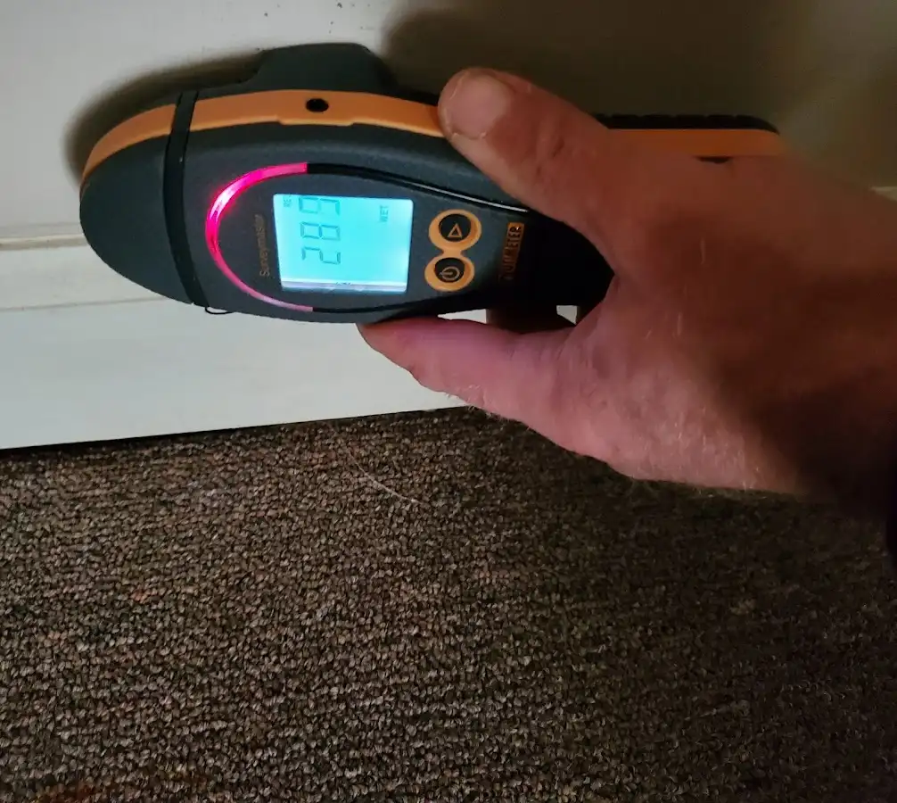 Moisture detection at baseboard during Mold Inspection & Testing in Salina